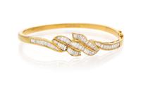 An 18 Karat Yellow Gold and Diamond Bangle Bracelet, 11.60 dwts.