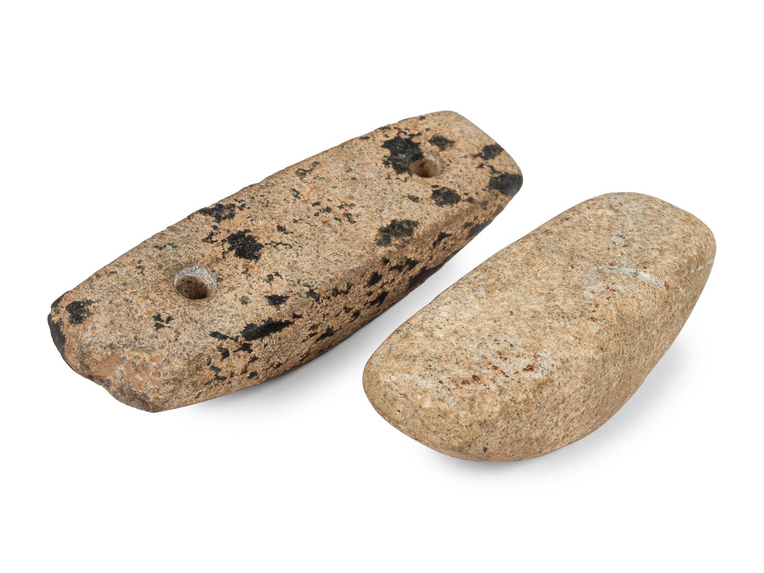 A Granite AND Drilled Gneiss Boatstone