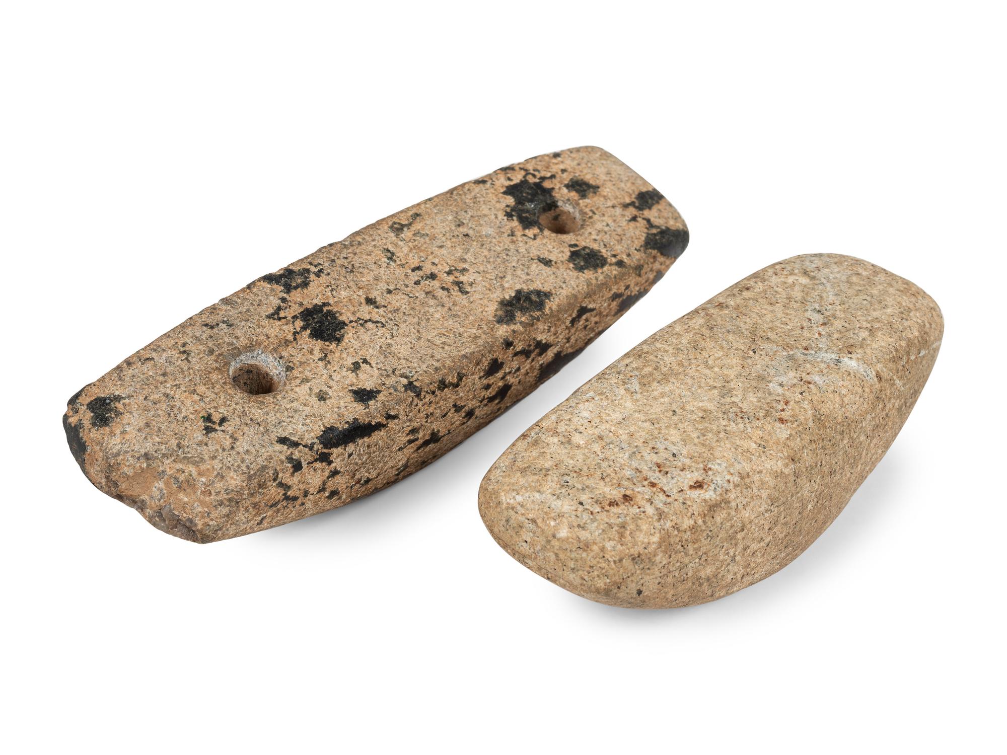 A Granite AND Drilled Gneiss Boatstone