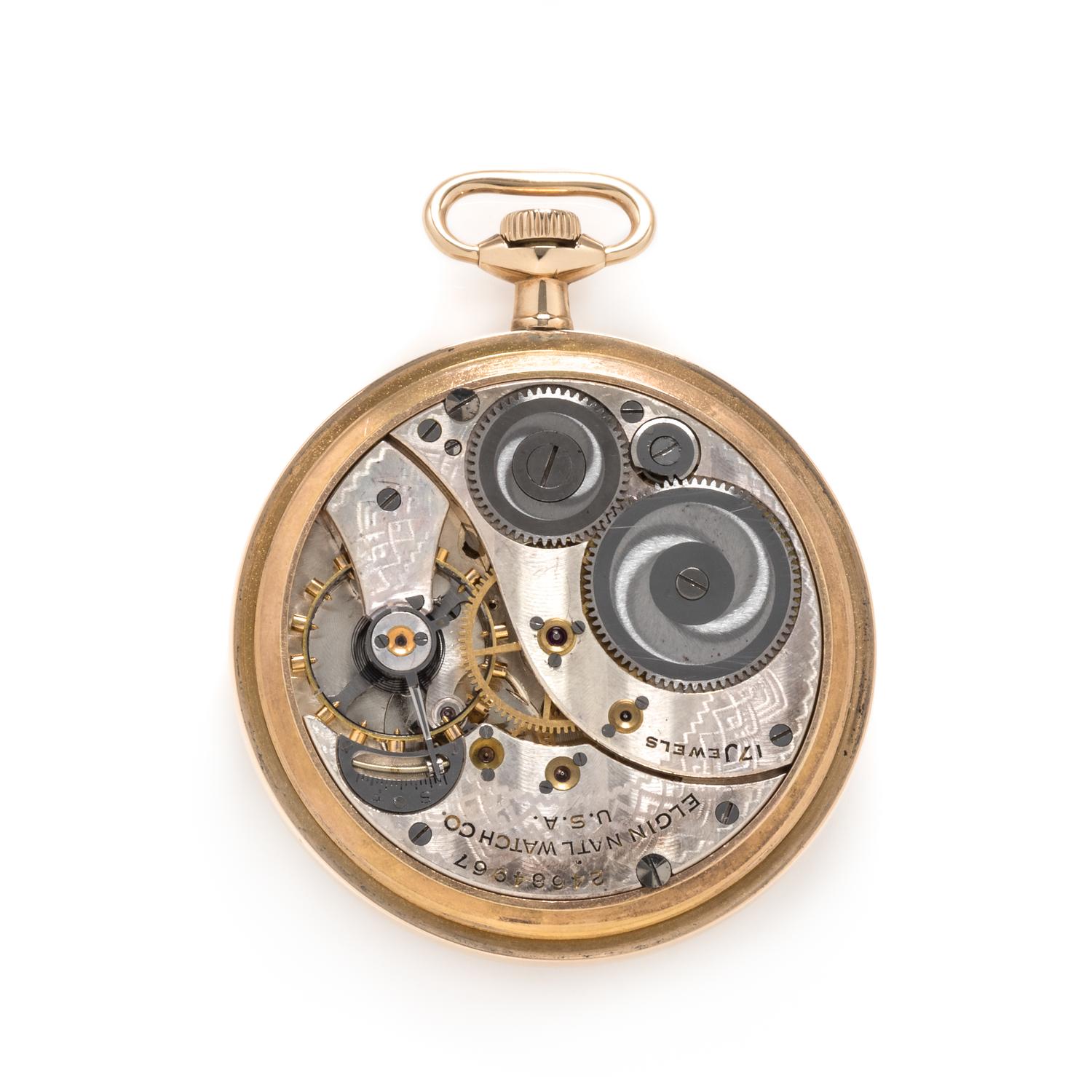 Elgin, 14K Yellow Gold Open Face Pocket Watch, Circa 1922