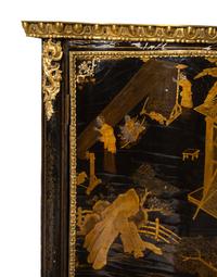 A Pair of George III Gilt Ormolu-Mounted Chinese Lacquer Corner Cabinets