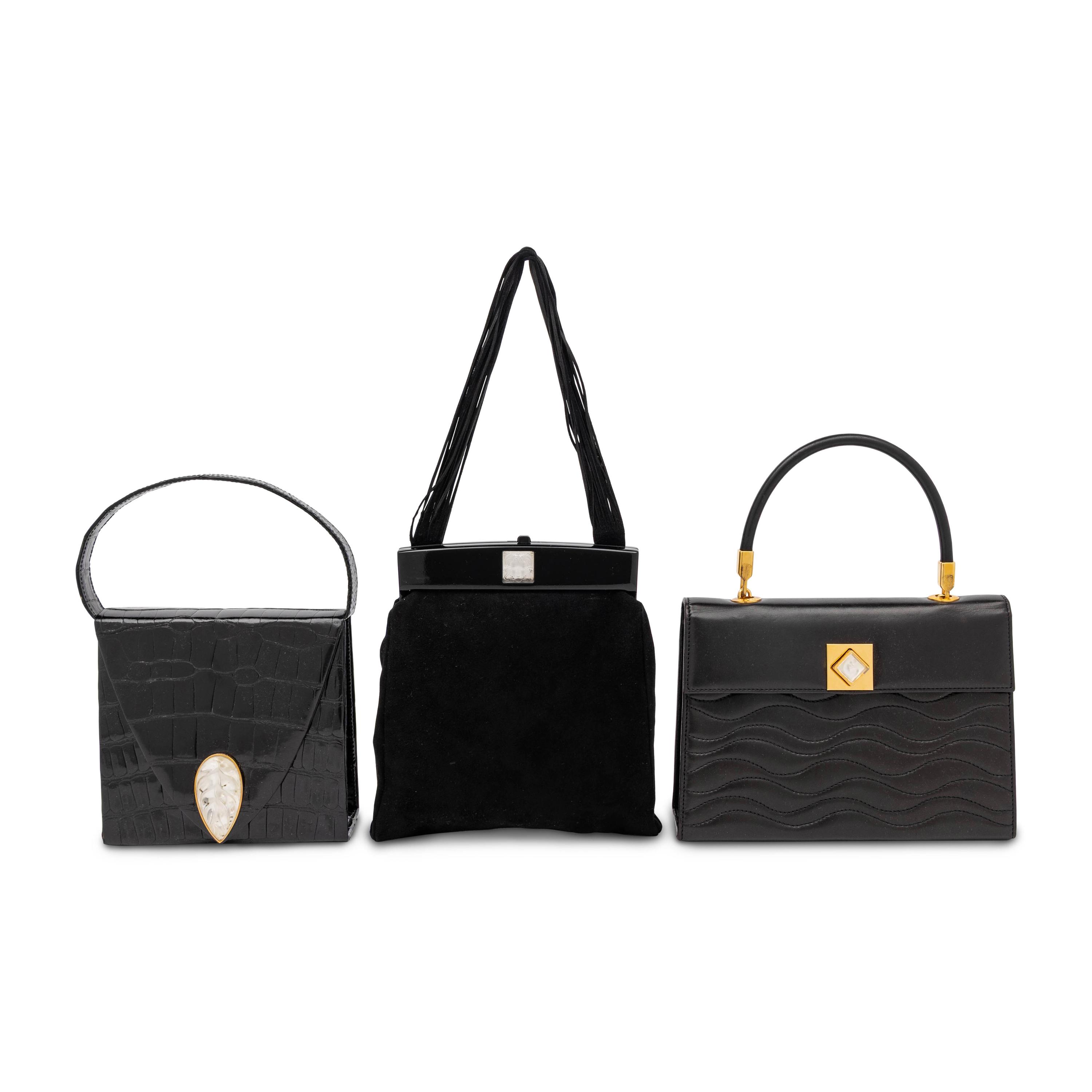 Lalique, Three Leather & Crystal-Embellished Handbags