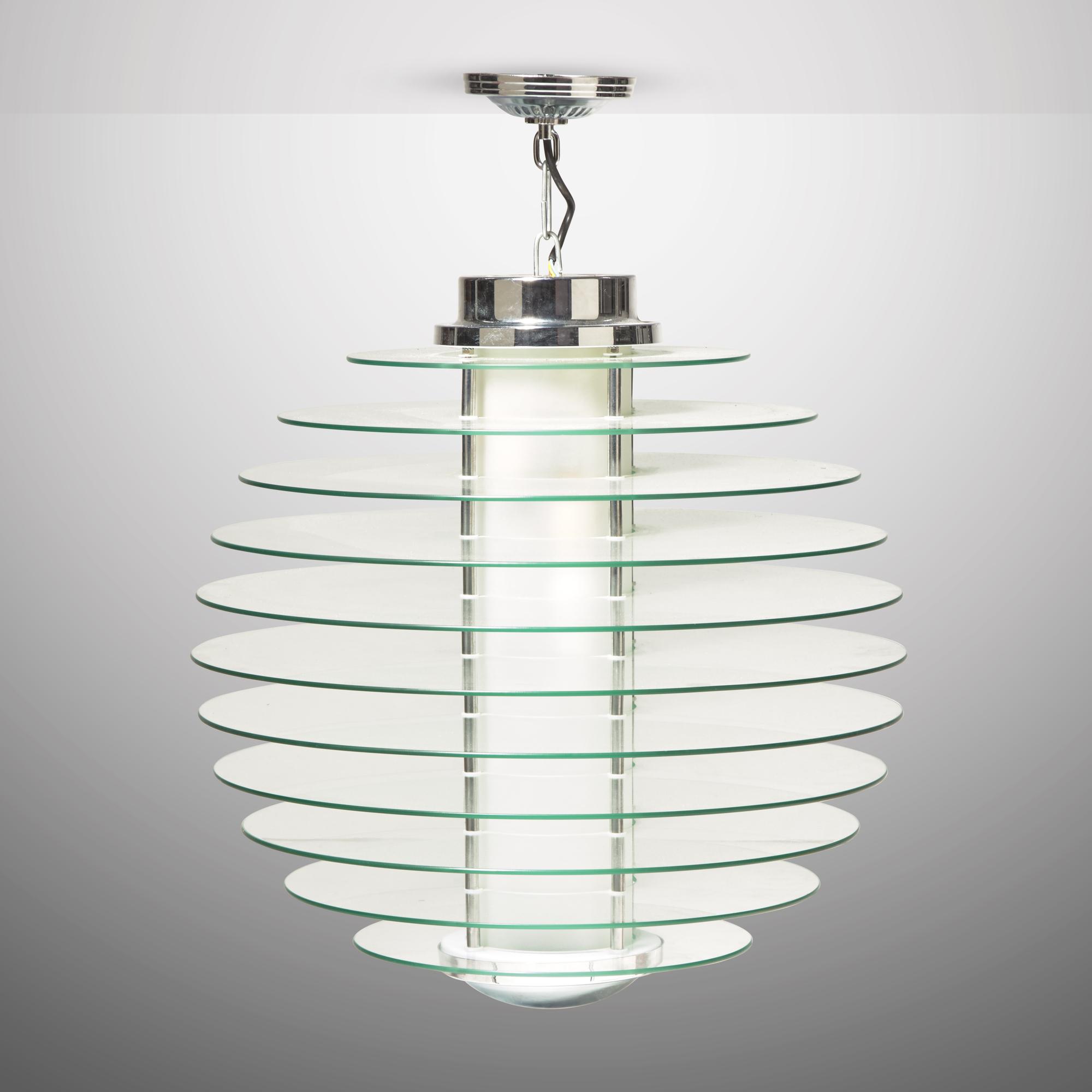 Three hanging lamps, model 0024, designed 1933, present lot c. 2000 Fontana Arte, Italy