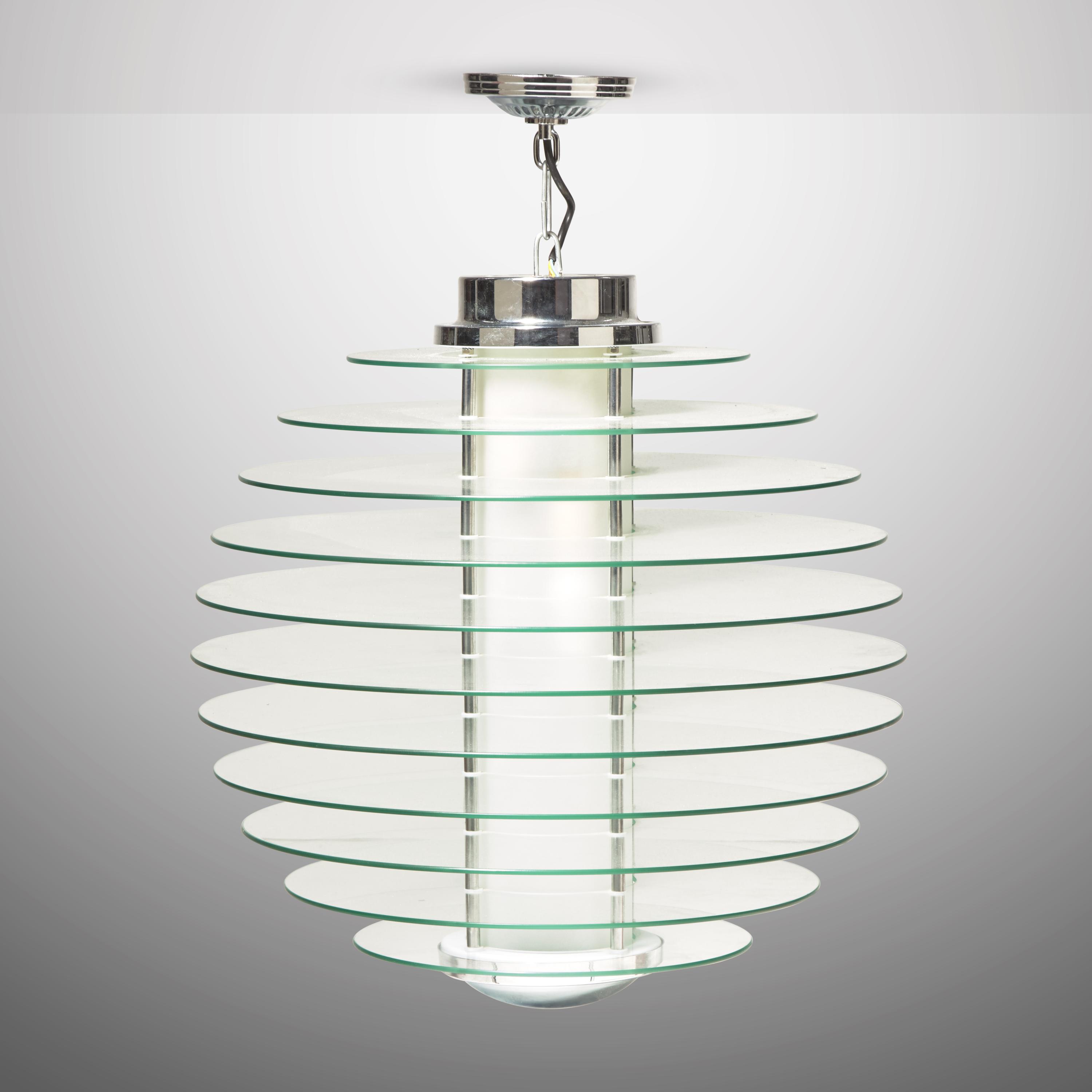 Three hanging lamps, model 0024, designed 1933, present lot c. 2000 Fontana Arte, Italy
