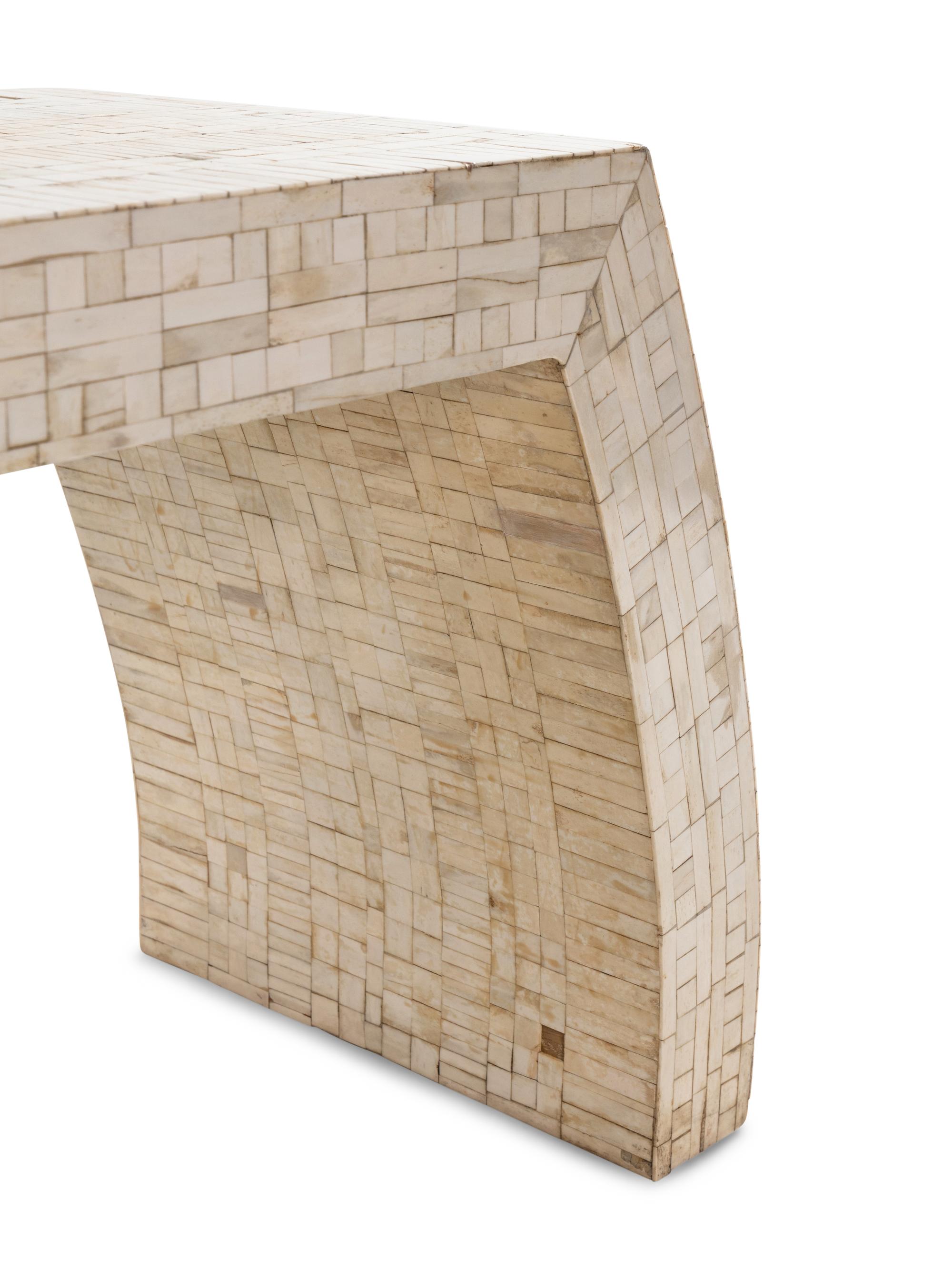 Bone Tile Veneered Console Table