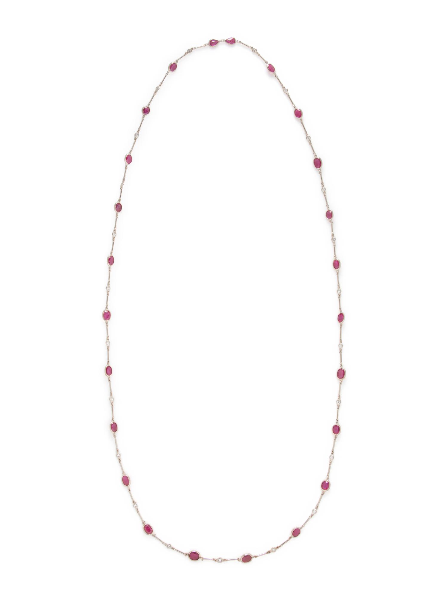 RUBY AND DIAMOND LONG CHAIN NECKLACE