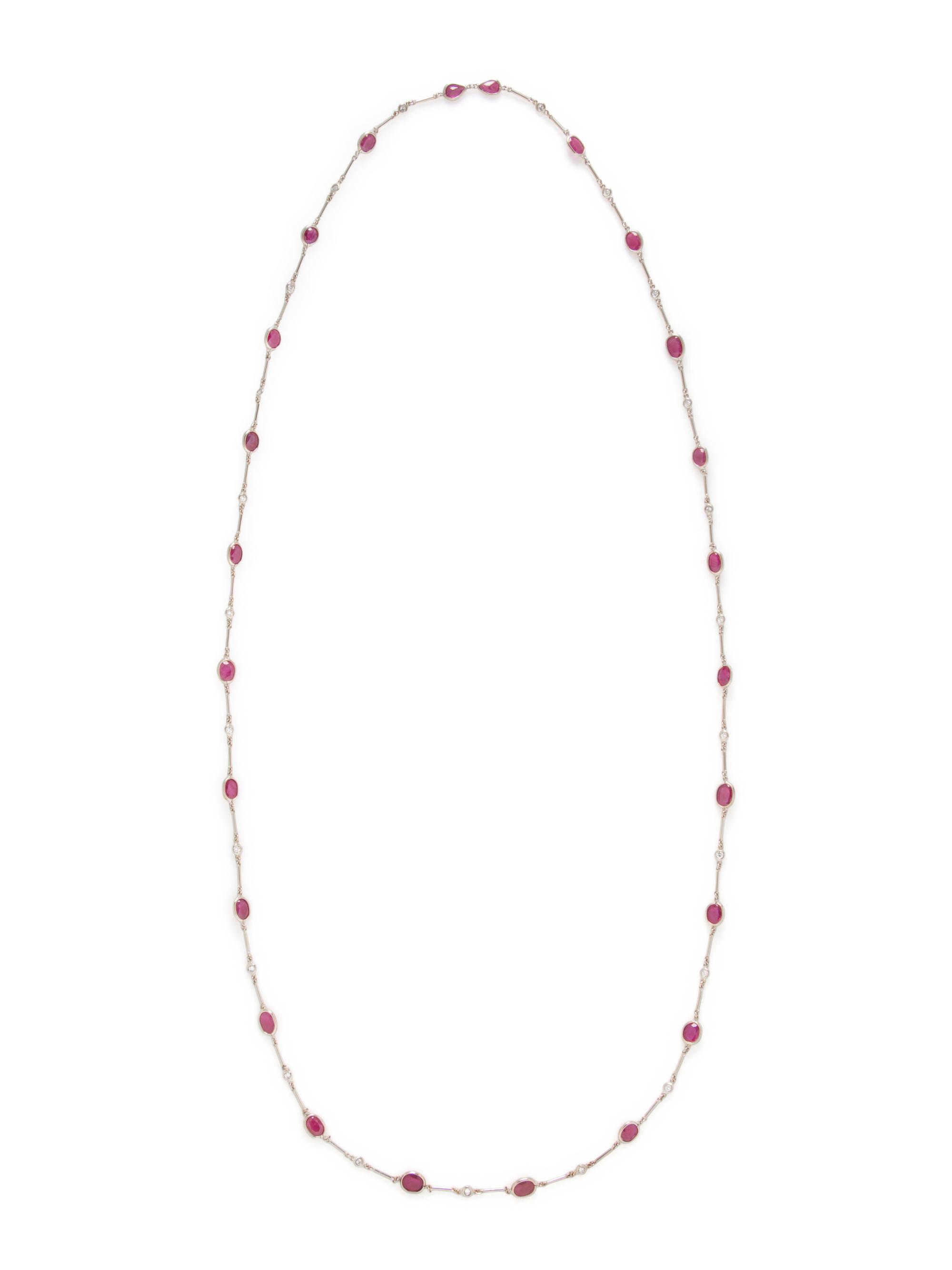 RUBY AND DIAMOND LONG CHAIN NECKLACE