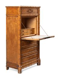 A Faux Bamboo and Maple Fall-Front Desk