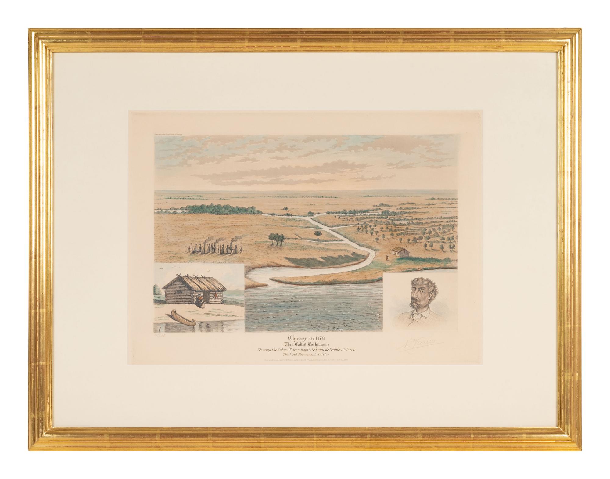 A group of 4 aquatint prints of Chicago by A. Ackermann and Son, Inc., comprising: