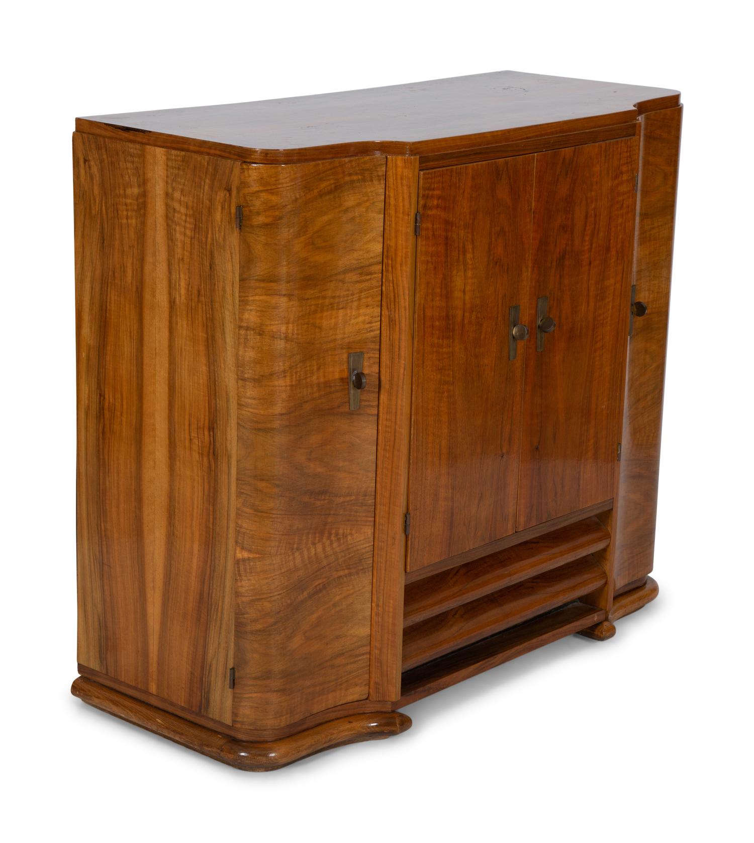 An Art Deco Figured Walnut Bar Cabinet