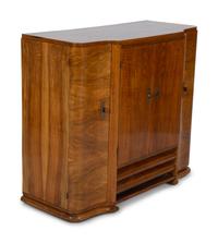 An Art Deco Figured Walnut Bar Cabinet
