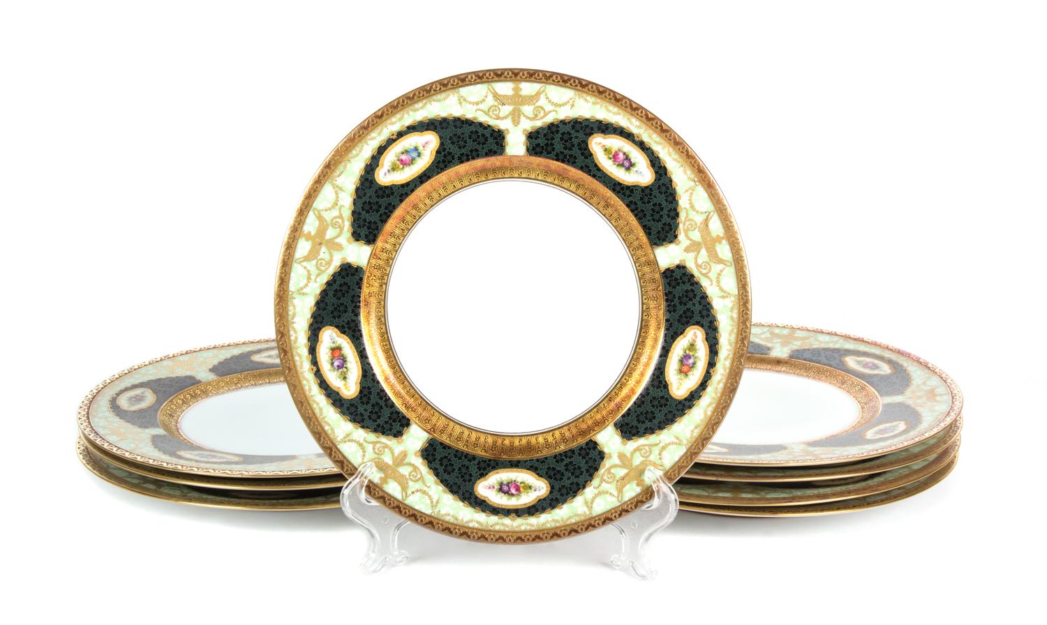 A Collection of Eight Porcelain Cabinet Plates Diameter 10 1/2 inches. — HOHENBURG, BAVARIA