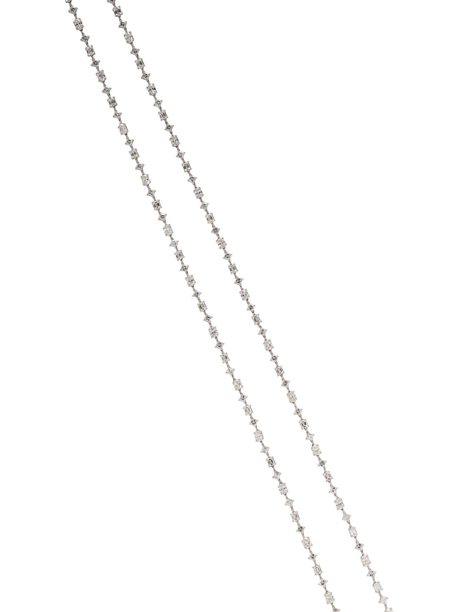 ZYDO, FANCY SHAPED DIAMOND AND WHITE GOLD LONG CHAIN