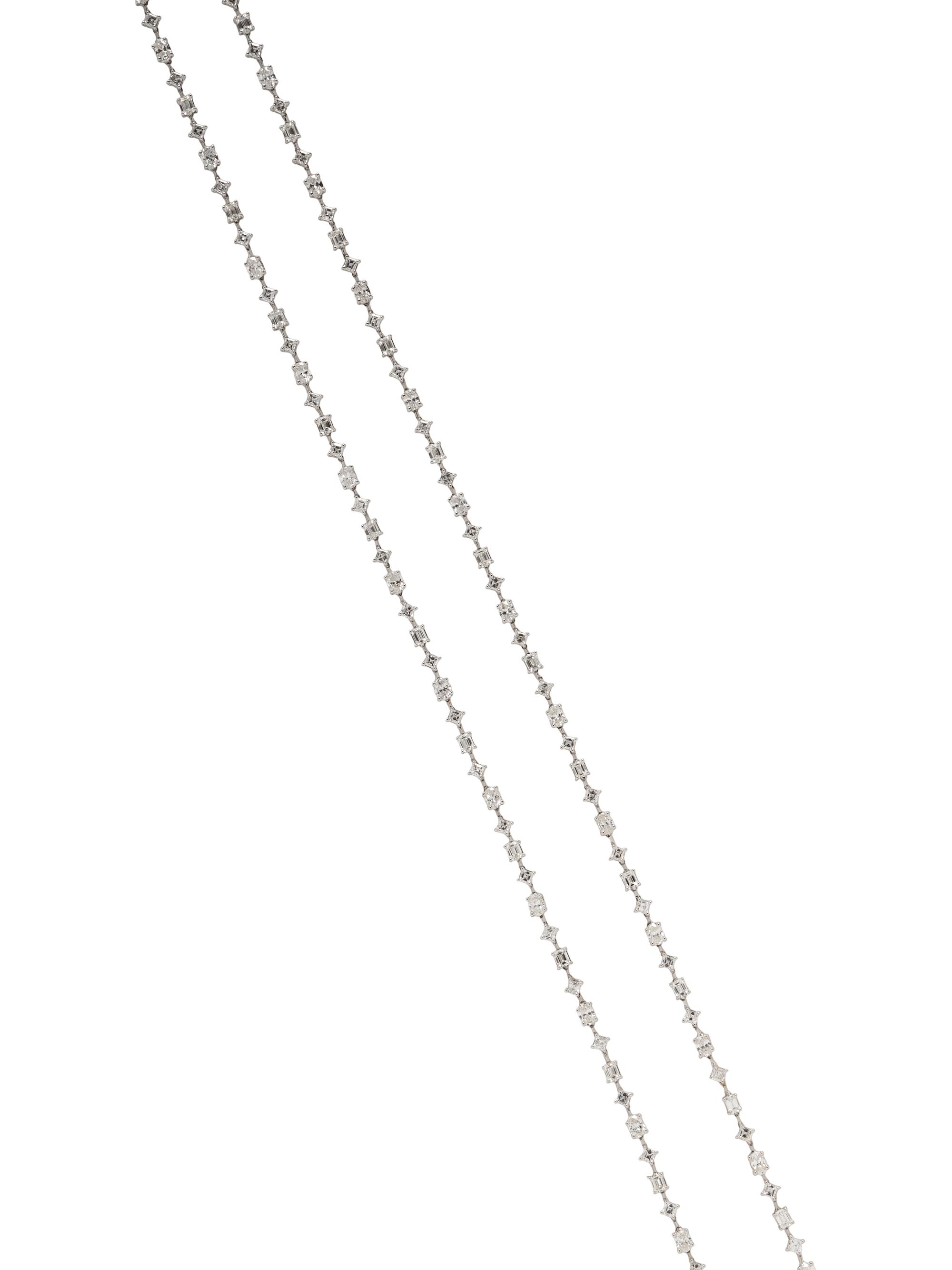 ZYDO, FANCY SHAPED DIAMOND AND WHITE GOLD LONG CHAIN