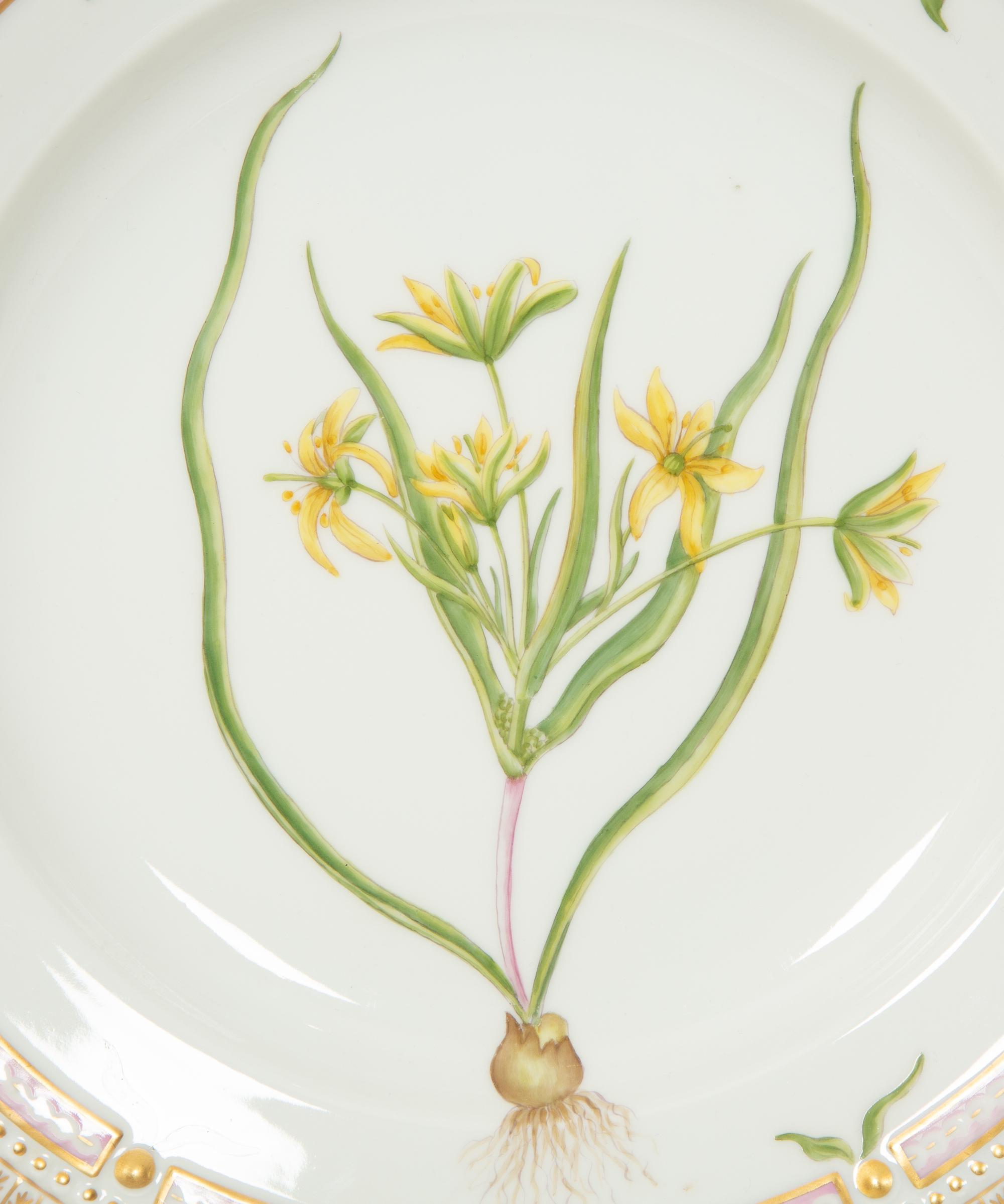 Twelve Royal Copenhagen Flora Danica Porcelain Dinner Plates