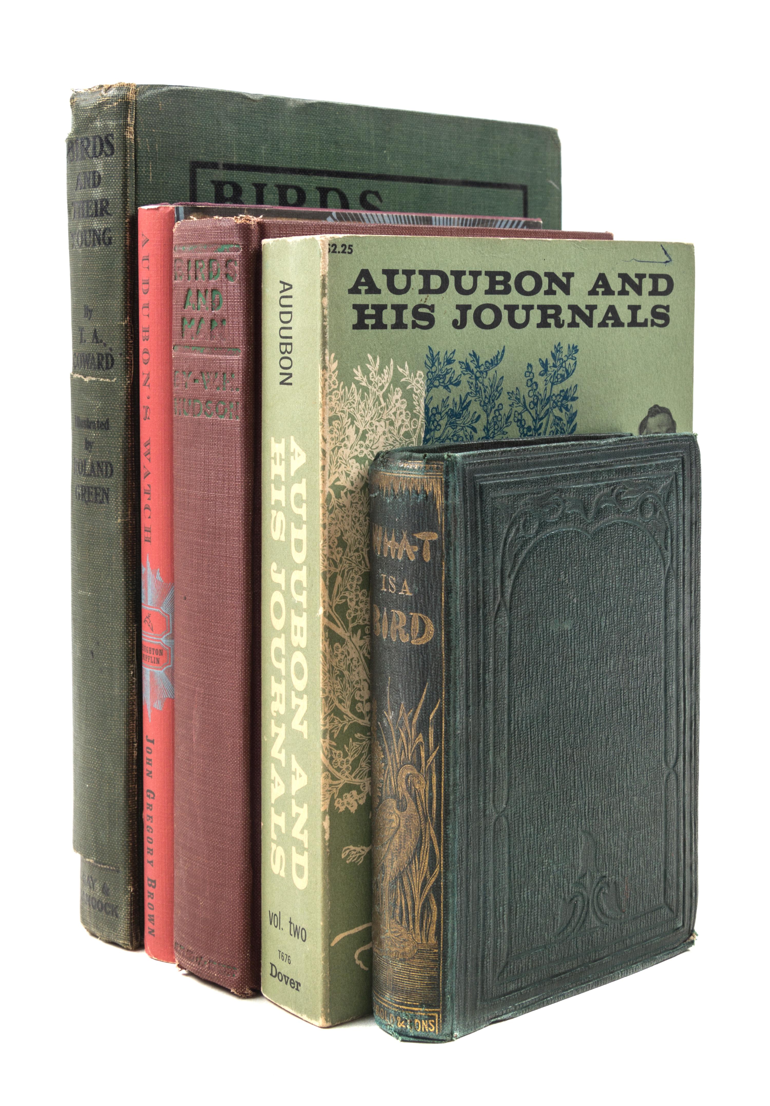 (ORNITHOLOGY) A collection of books pertaining to bords and bird watching, in two boxes.