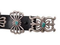 Navajo Sand Cast Silver and Turquoise Concha Belt