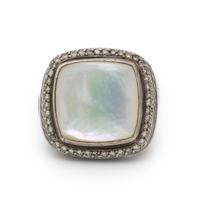 DAVID YURMAN, SILVER, MOTHER-OF-PEARL, AND DIAMOND RING