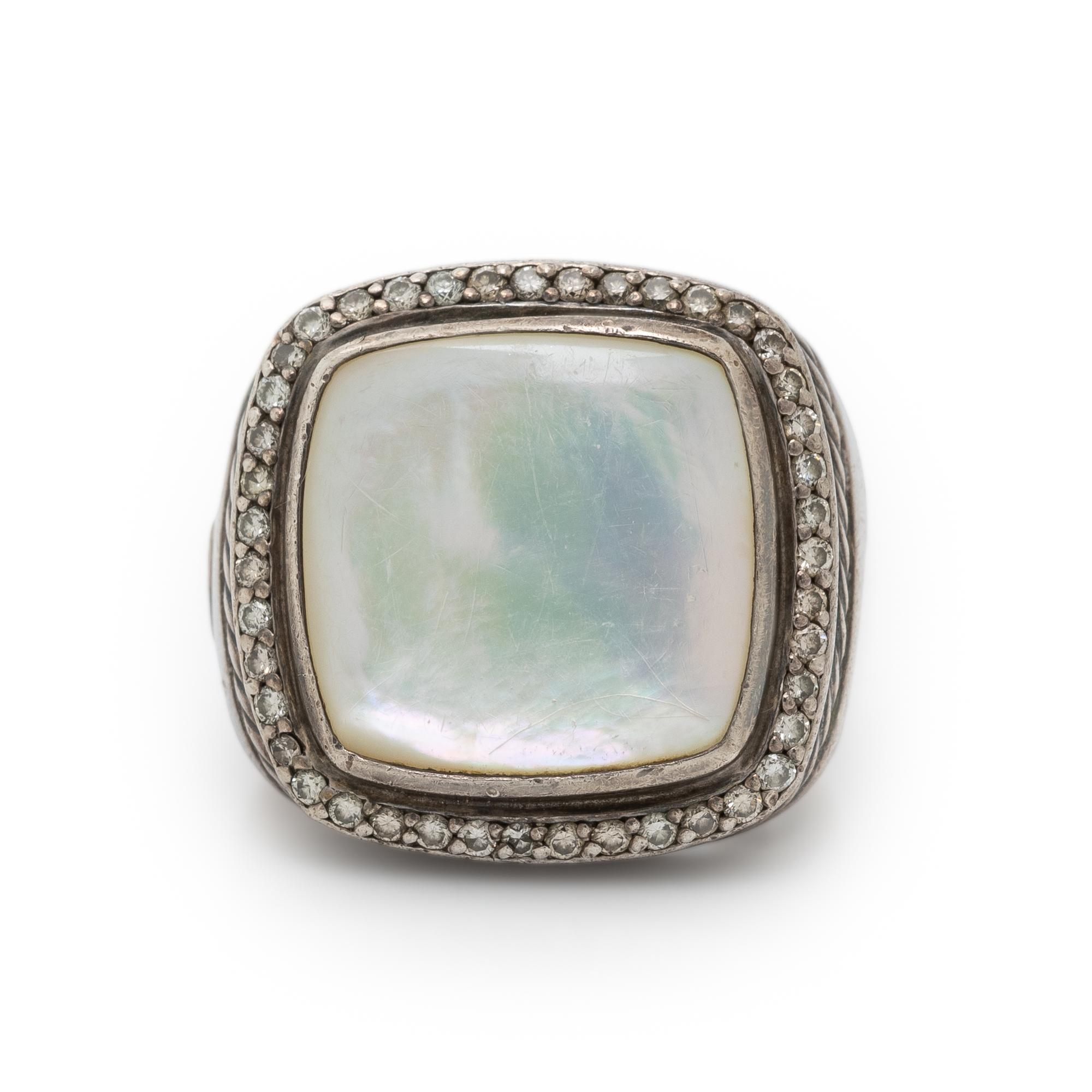 DAVID YURMAN, SILVER, MOTHER-OF-PEARL, AND DIAMOND RING