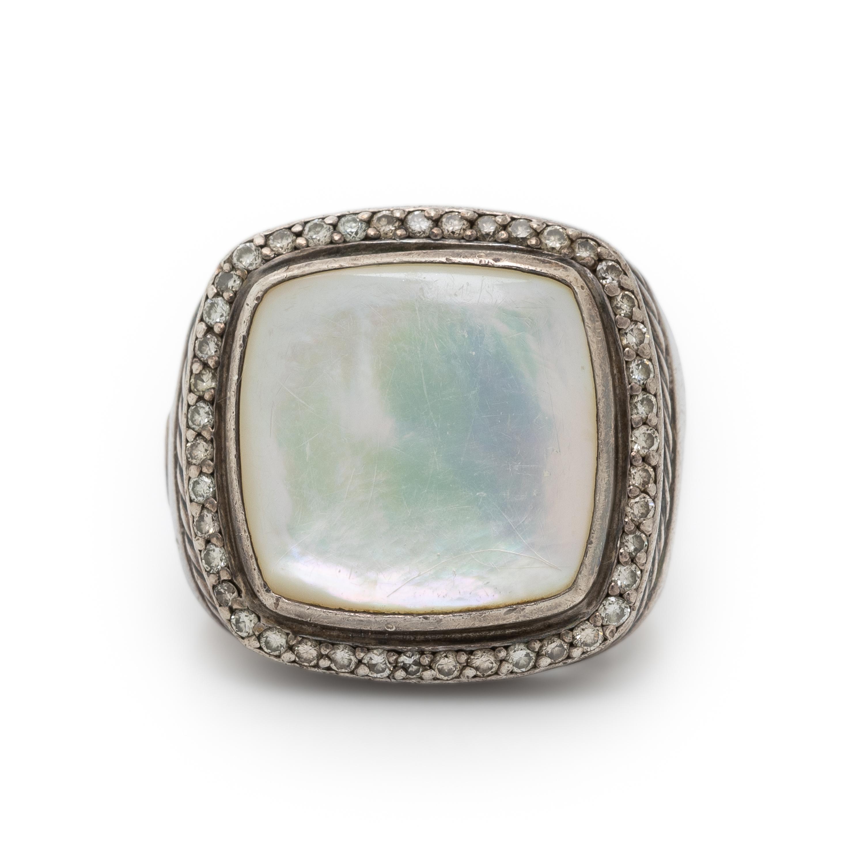 DAVID YURMAN, SILVER, MOTHER-OF-PEARL, AND DIAMOND RING
