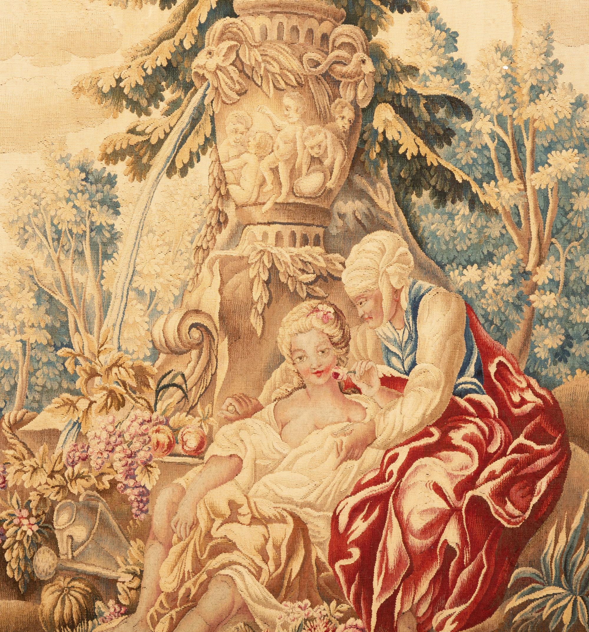 A Louis XV Style Aubusson Tapestry-Inset Giltwood Fire Screen