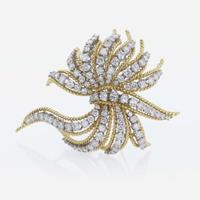 An Elwood Van Clief Two-Tone 18K Gold and Diamond Brooch