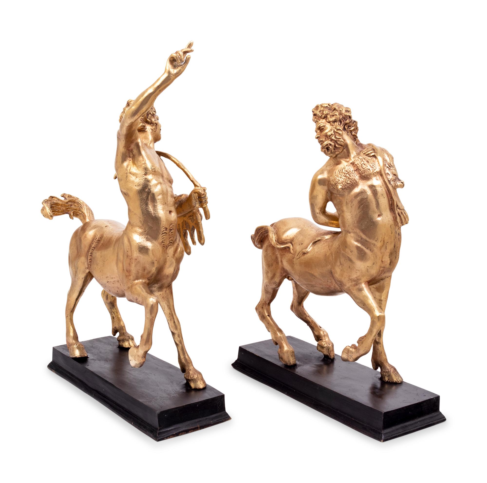 A Pair of Italian Gilt Bronze Furietti Centaurs