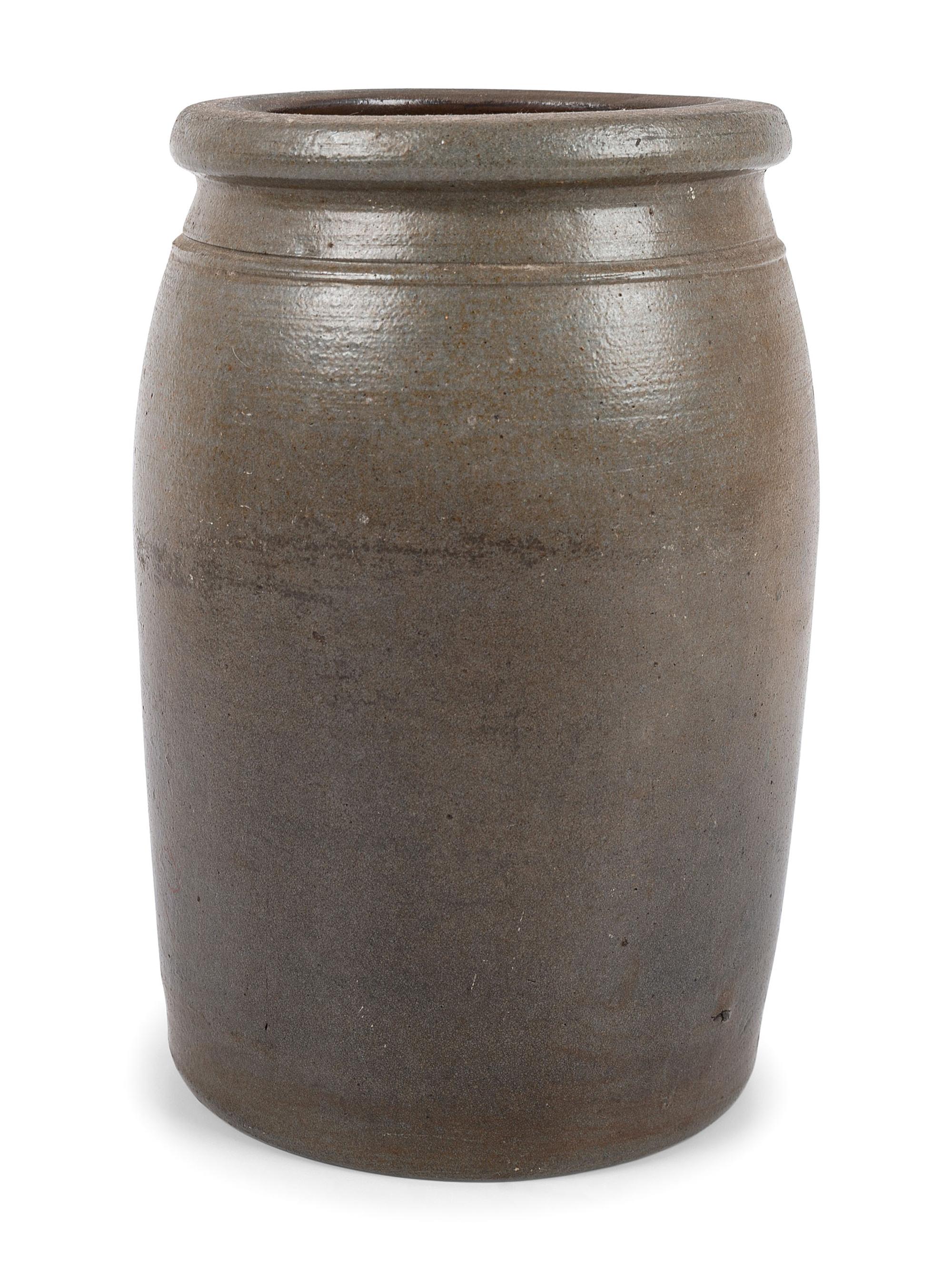 Three Cobalt-Stenciled Stoneware Vessels