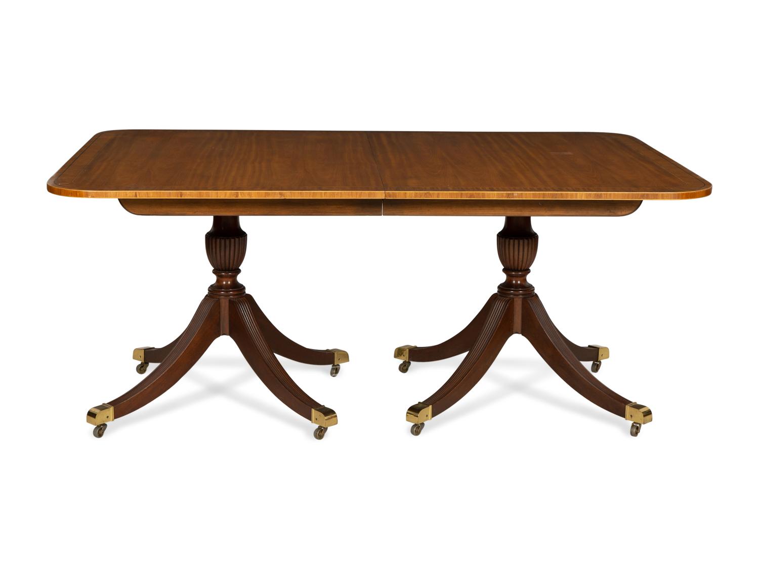 A George III Style Mahogany Double-Pedestal Extension Dining Table