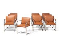 Set of Ten Brno Flat Bar Armchairs Knoll