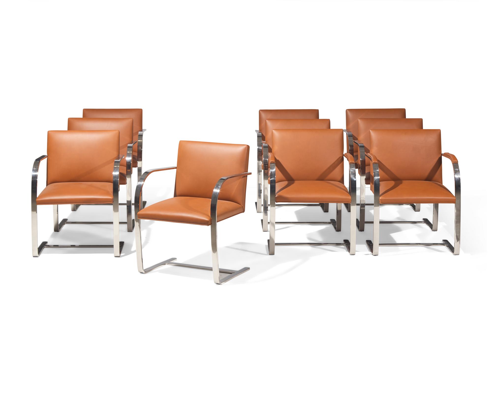 Set of Ten Brno Flat Bar Armchairs Knoll