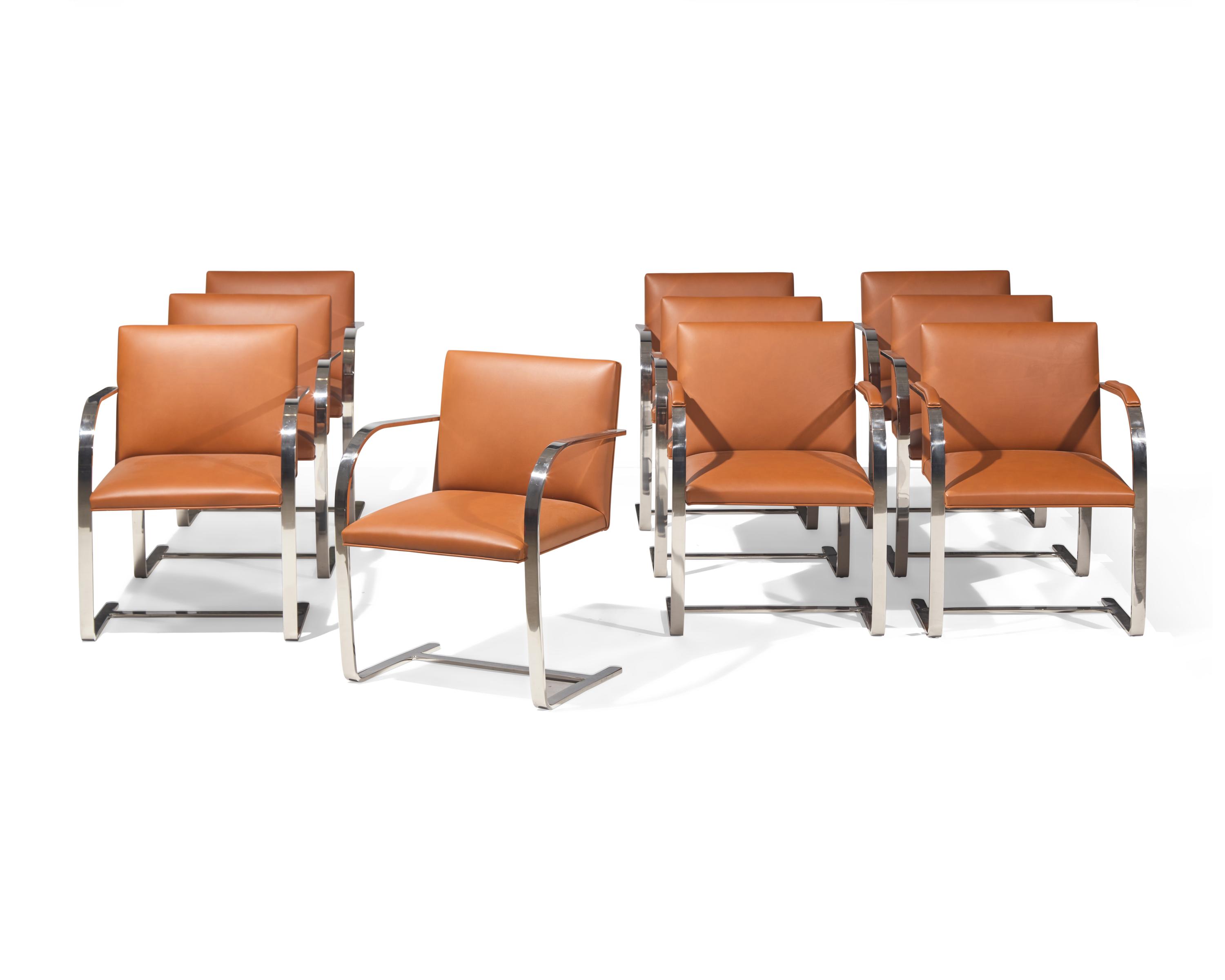 Set of Ten Brno Flat Bar Armchairs Knoll