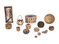 Assorted Group of Baskets and Navajo Silver