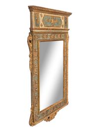 An Italian Neoclassical Painted and Parcel Gilt Mirror