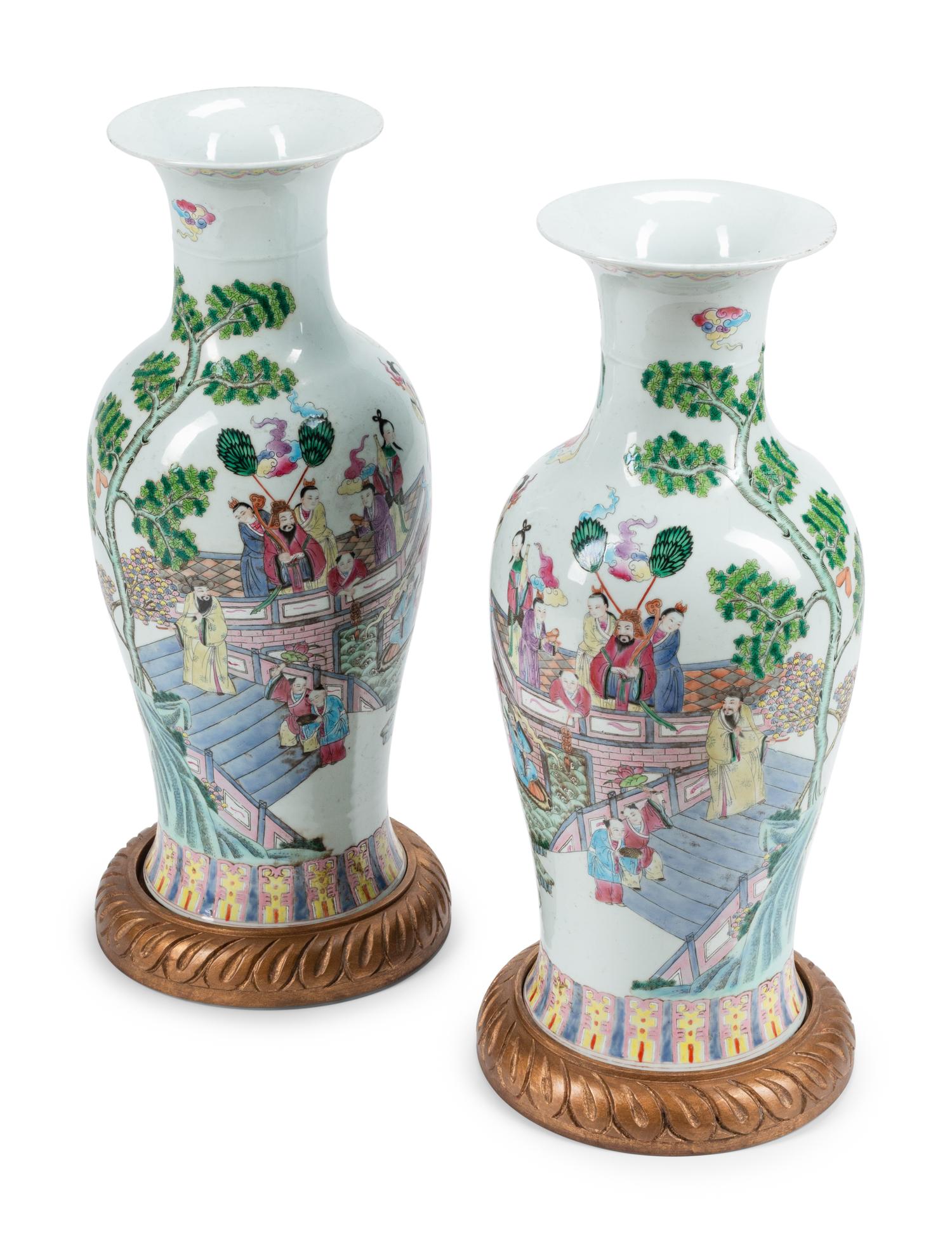 A Pair of Chinese Export Porcelain Vases