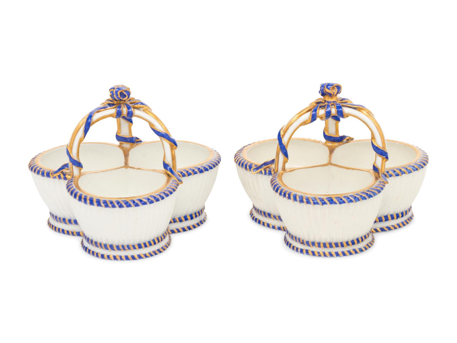 A Pair of Sèvres Porcelain Triple Salts ( Salière 'à Trois Compartiments' )
