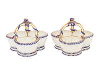 A Pair of Sèvres Porcelain Triple Salts ( Salière 'à Trois Compartiments' )