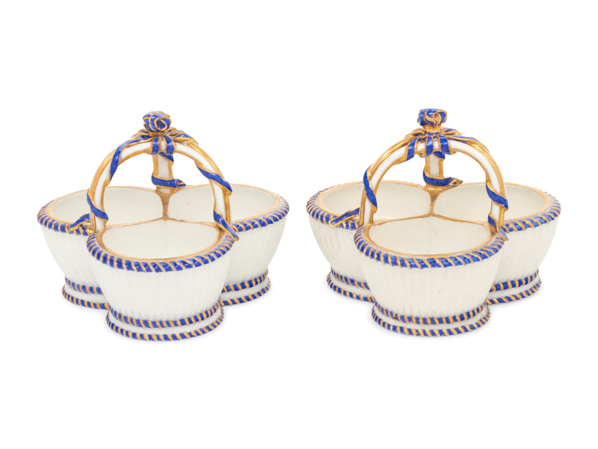 A Pair of Sèvres Porcelain Triple Salts ( Salière 'à Trois Compartiments' )