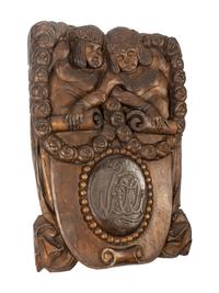 A Victorian Carved Walnut Figural Relief Panel