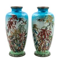 A Pair of Large Japanese Cloisonne Vases Height 24 inches. — 20TH CENTURY