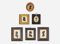 American School 19th century, A Group of Six Miniature Silhouette Profile Portraits of Ladies and Gentlemen, early 19th century