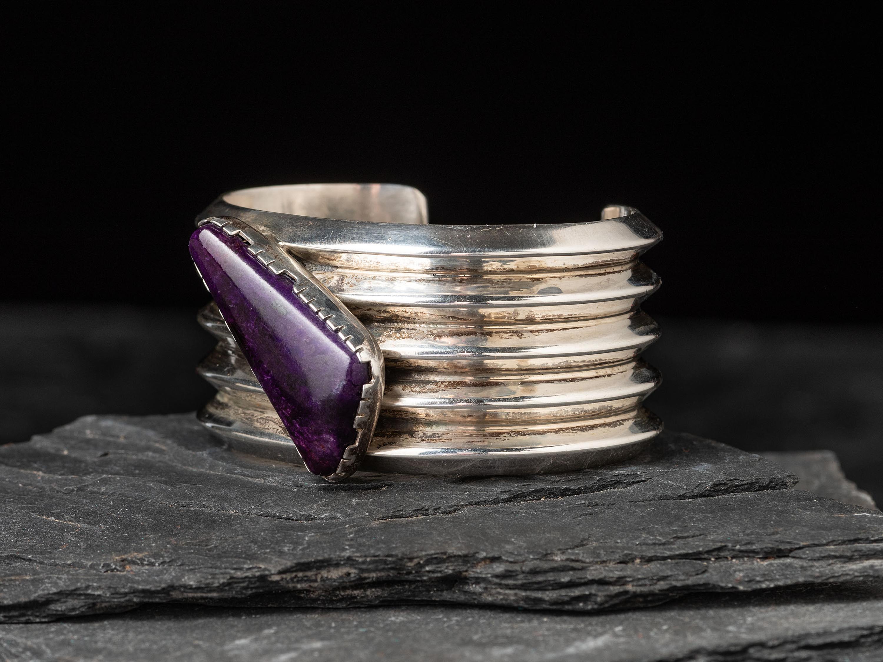 Sterling Silver and Sugilite Cuff Bracelet