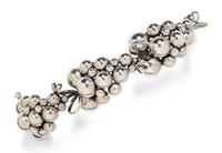 A Sterling Silver 'Moonlight Grapes' Bangle Bracelet, Georg Jensen,