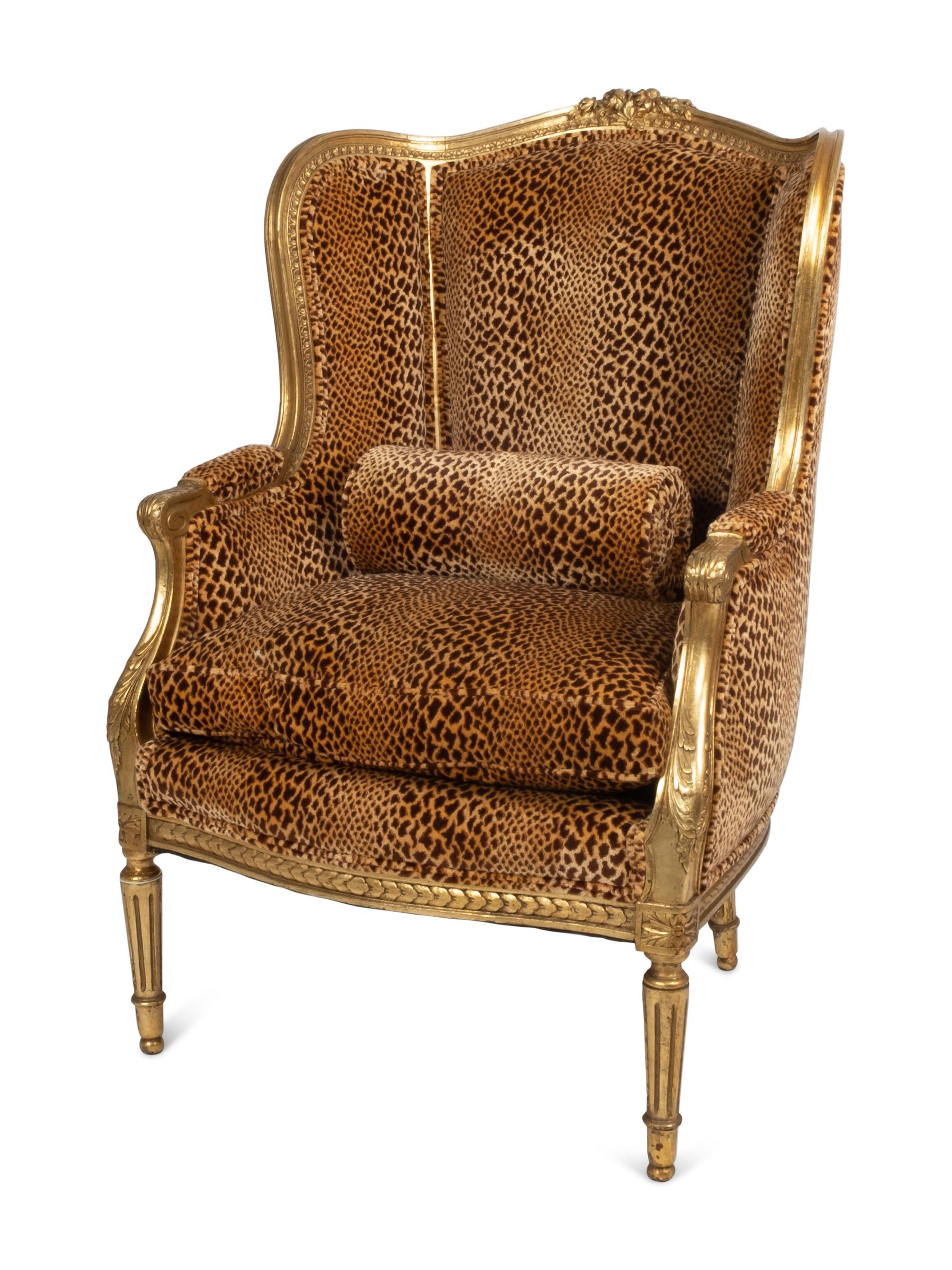 A Louis XVI Style Giltwood Bergère