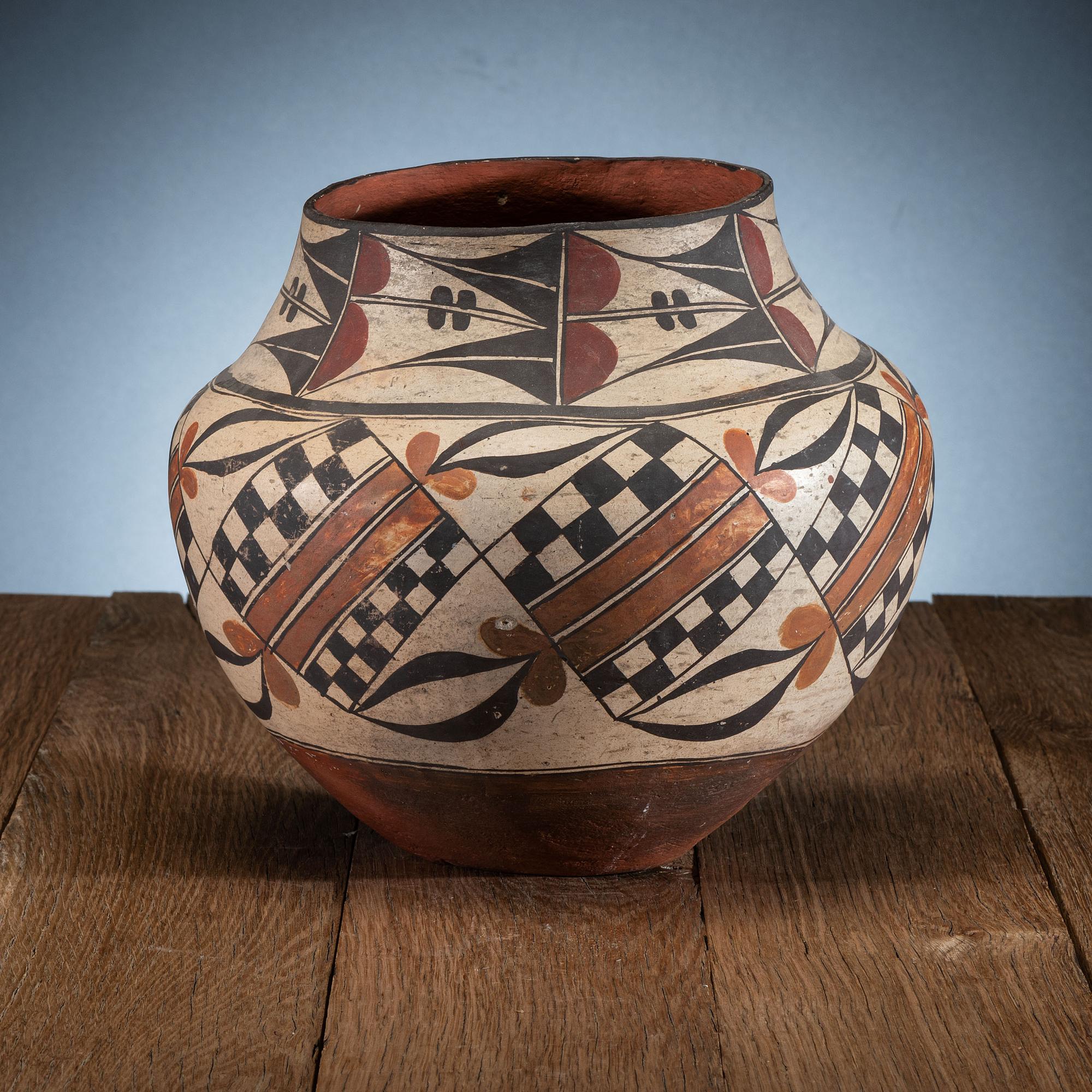 Acoma Four-Color Polychrome Pottery Jar