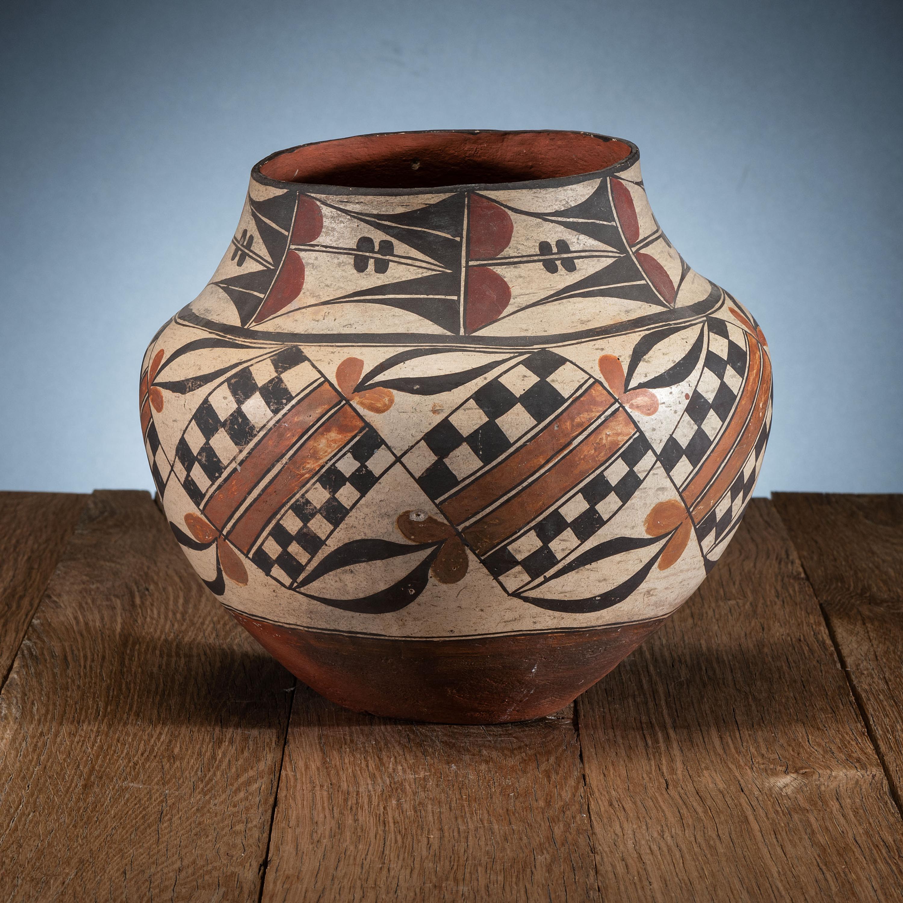 Acoma Four-Color Polychrome Pottery Jar