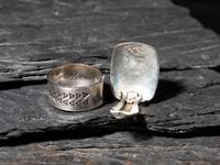 Matching Stamped Silver Ring and Clip Earrings