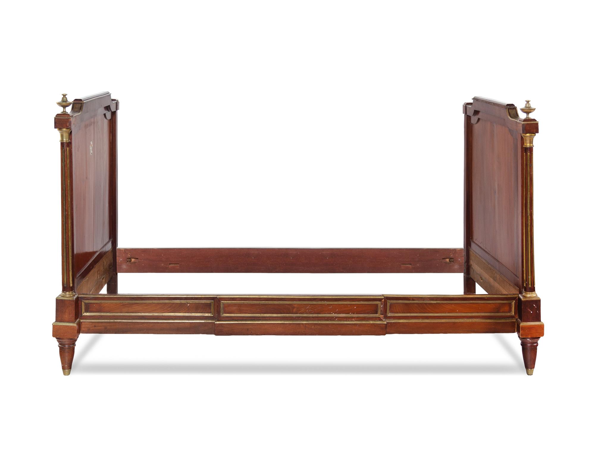 A Napoleon III Brass Mounted Mahogany Lit d’Alcove