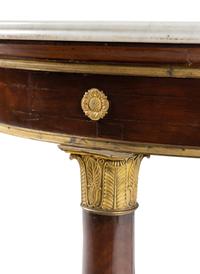 An Empire Style Gilt Bronze Mounted Mahogany Marble-Top Table