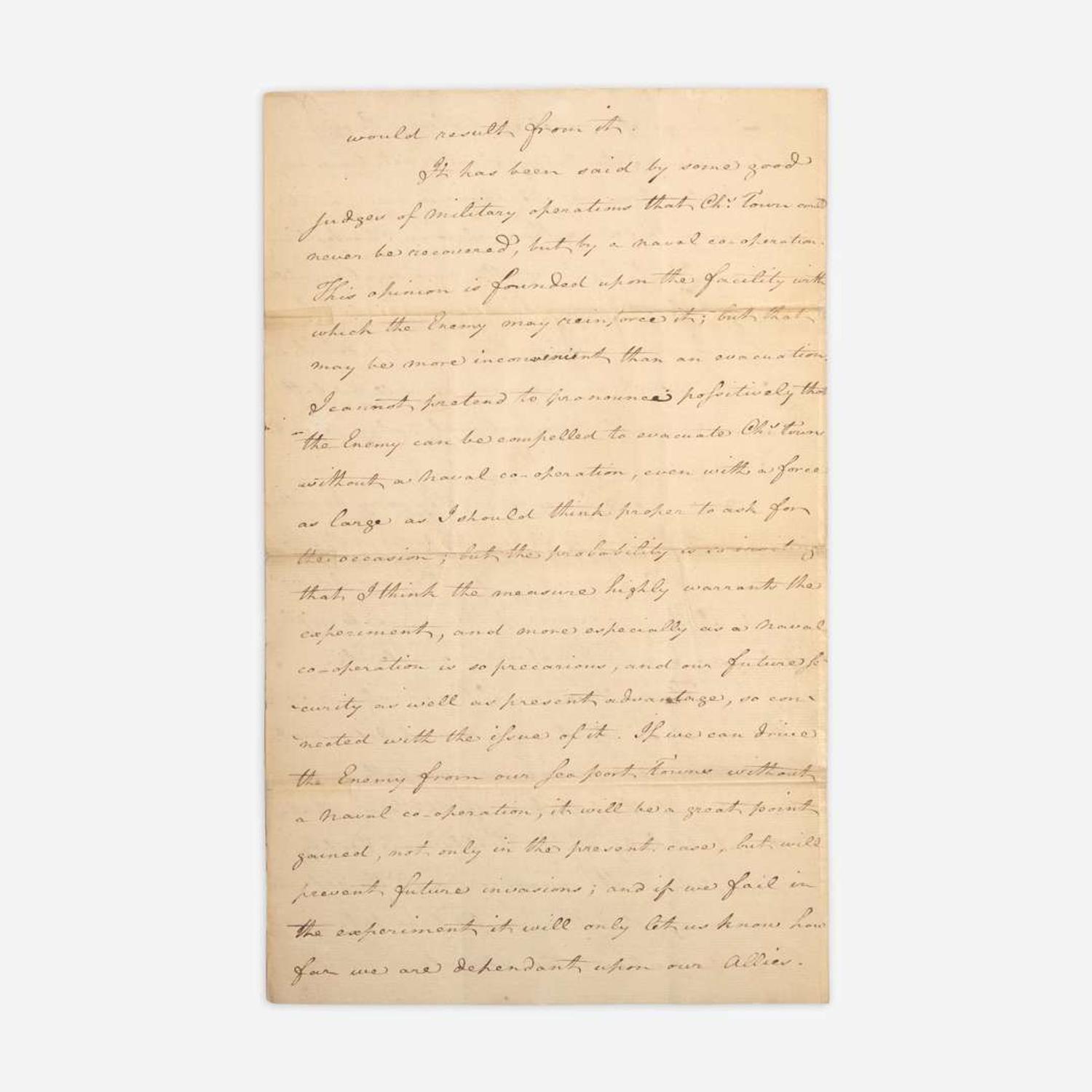 [American Revolution] (Greene, Nathanael) Manuscript Letter